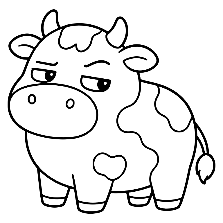 Skeptical Cow Standing With Side-Eye and Big Snout — free animal SVG cut file