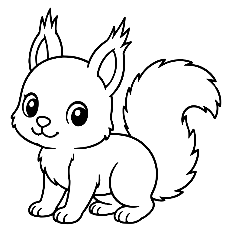 Young Squirrel on All Fours Looking Sideways with Bushy Tail — free animal SVG cut file
