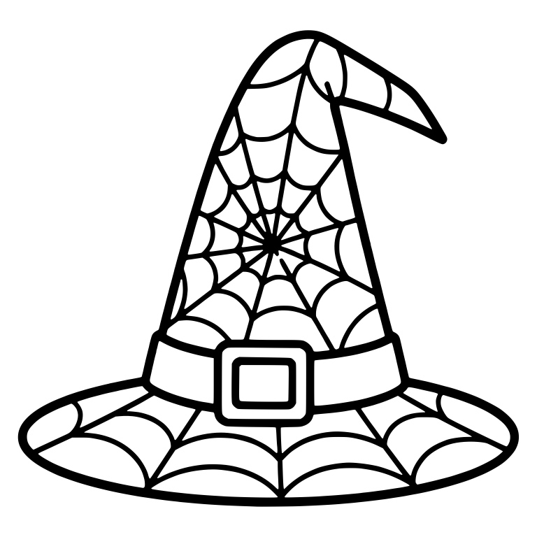 Spiderweb Witch Hat with Bent Tip and Square Buckle — free objects SVG cut file