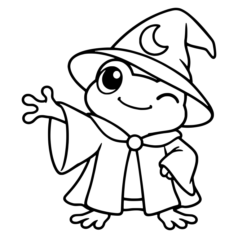 Winking Frog Wizard Waving from a Wide Sleeve — free animal SVG cut file