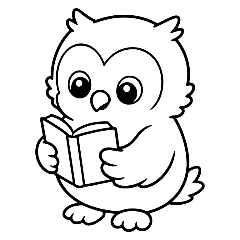 Standing Owl Holding a Small Open Book — free animal SVG cut file