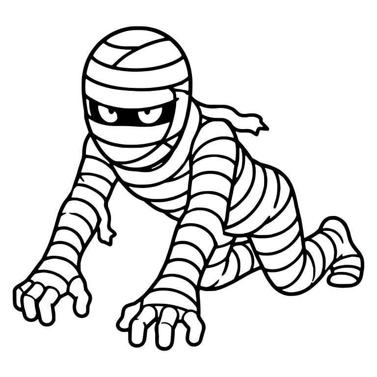Crawling Mummy on Hands and Knees With Flying Head Wrap — free fantasy-creature SVG cut file