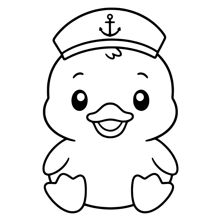 Chubby Sitting Duckling in Flat Sailor Hat With Anchor — free animal SVG cut file