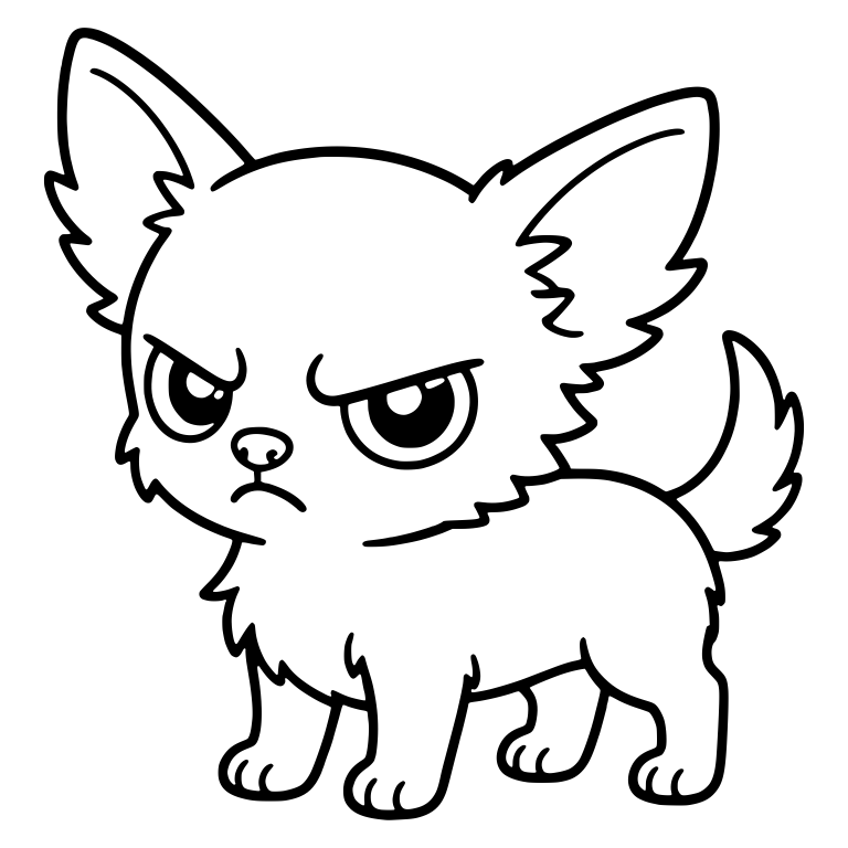 Grumpy Fluffy Chihuahua Puppy Standing With Scowl — free animal SVG cut file
