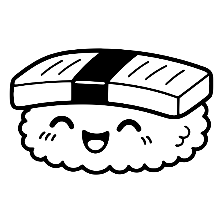 Laughing Tamago Nigiri With Black Seaweed Band — free food SVG cut file