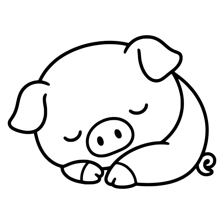 Pig Curled Up Resting Head on Front Hooves — free animal SVG cut file