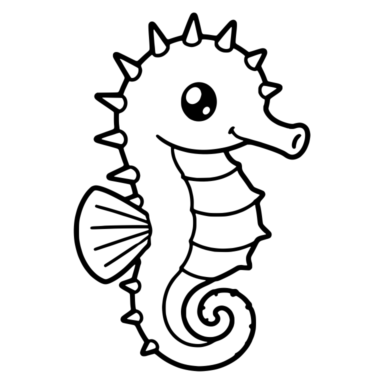 Spiny Seahorse With Cone Spikes Along Its Back — free animal SVG cut file