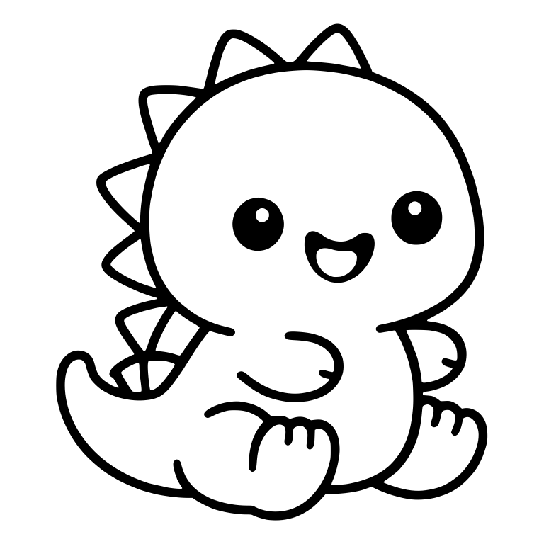 Sitting Baby Dinosaur with Open Mouth Smile — free animal SVG cut file
