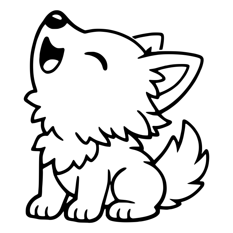 Wolf Pup Howling Skyward With Fluffy Tail — free animal SVG cut file