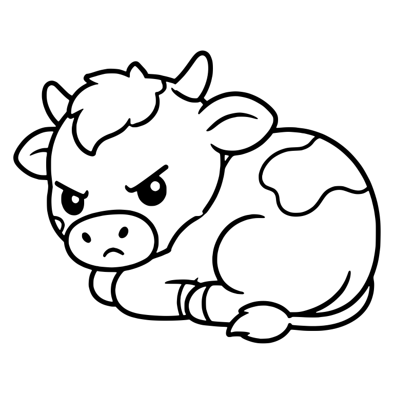 Grumpy Baby Cow Curled Up Lying Down — free animal SVG cut file