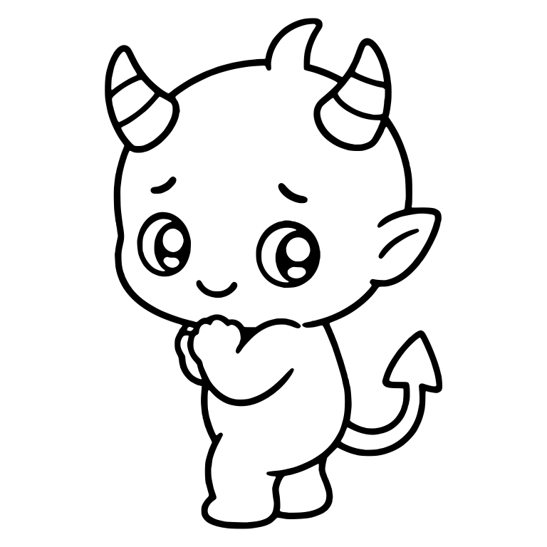 Shy Little Devil with Hands Clasped and Striped Horns — free fantasy-creature SVG cut file