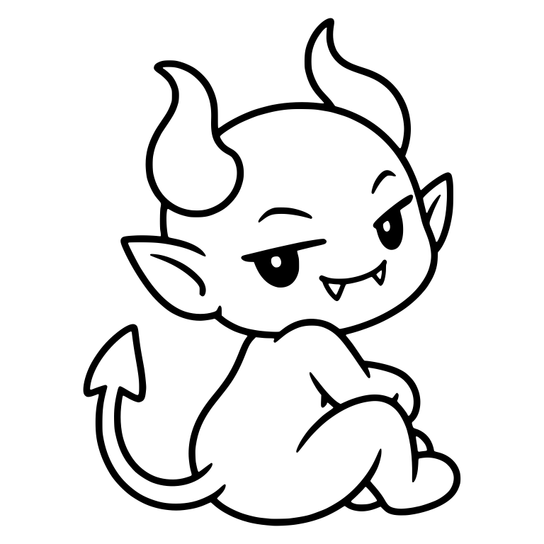 Smirking Demon Sitting and Looking Back — free fantasy-creature SVG cut file