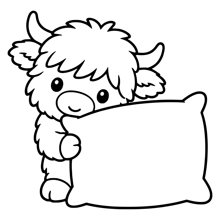 Highland Cow Peeking Over a Large Pillow — free animal SVG cut file