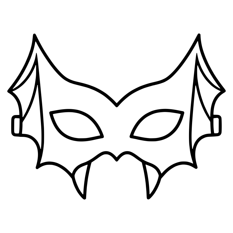 Tall Bat Wing Mask With Fangs and Side Tabs — free objects SVG cut file