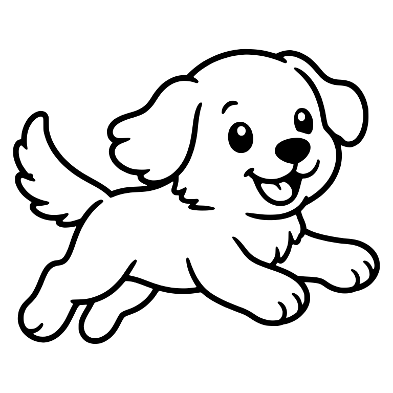 Golden Retriever Puppy Running With Tail Up — free animal SVG cut file