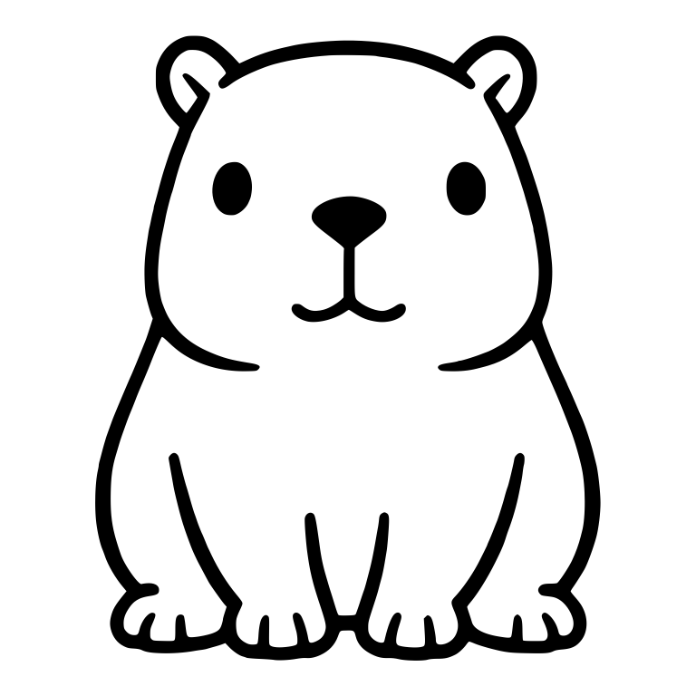 Plump Capybara Sitting with Round Eyes and Tiny Smile — free animal SVG cut file