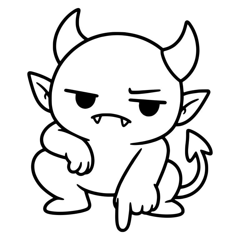 Crouching Demon Pointing Down with Flat Stare — free fantasy-creature SVG cut file