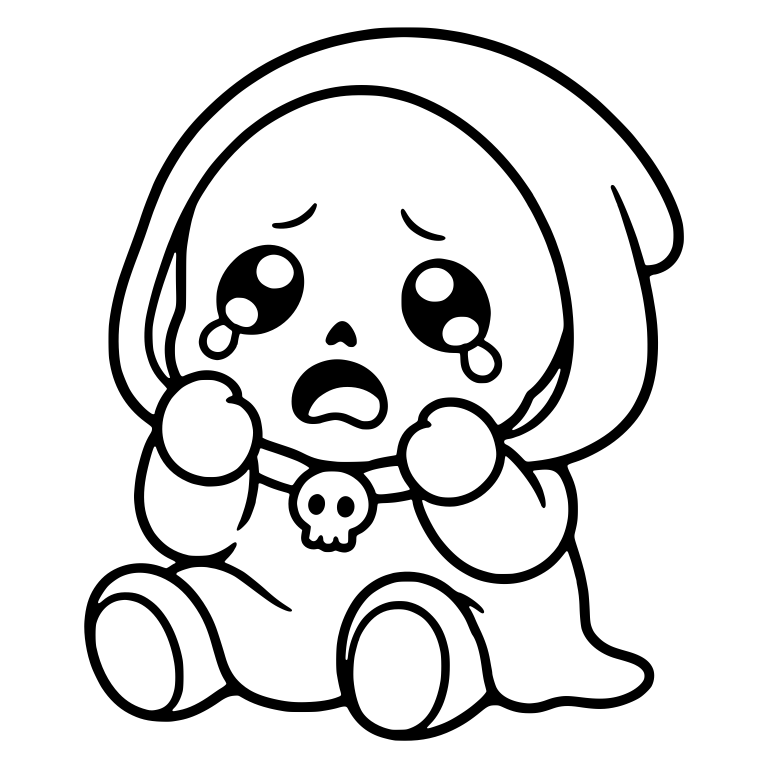 Crying Baby Reaper With Skull Necklace — free characters SVG cut file