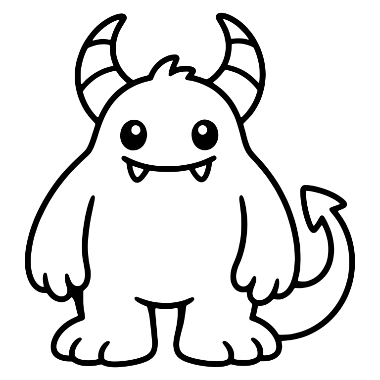 Horned Monster With Arrow-Tip Tail and Hair Tuft — free fantasy-creature SVG cut file