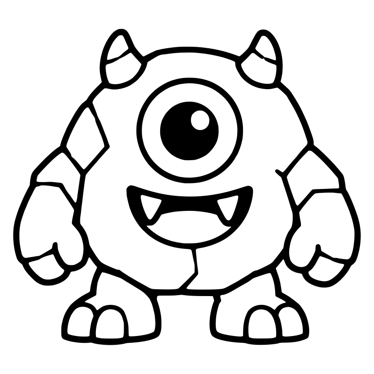 One-Eyed Horned Rock Monster with Cracked Skin — free fantasy-creature SVG cut file