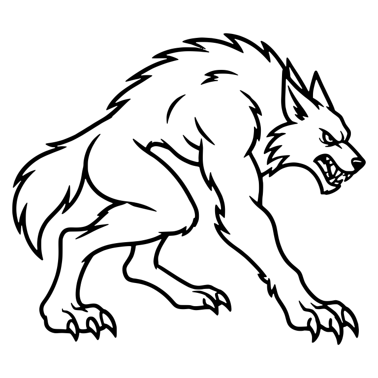 Side View Werewolf Prowling Low with Snarling Fangs — free fantasy-creature SVG cut file