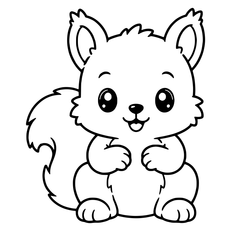 Chubby Baby Squirrel Sitting with Paws on Tummy — free animal SVG cut file