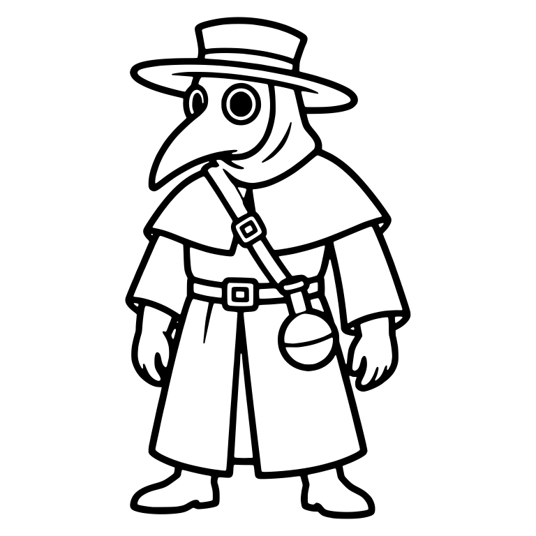 Standing Plague Doctor with Cross-Body Strap and Flask — free characters SVG cut file