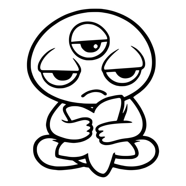 Three-Eyed Alien Sitting Cross-Legged Hugging Star — free fantasy-creature SVG cut file