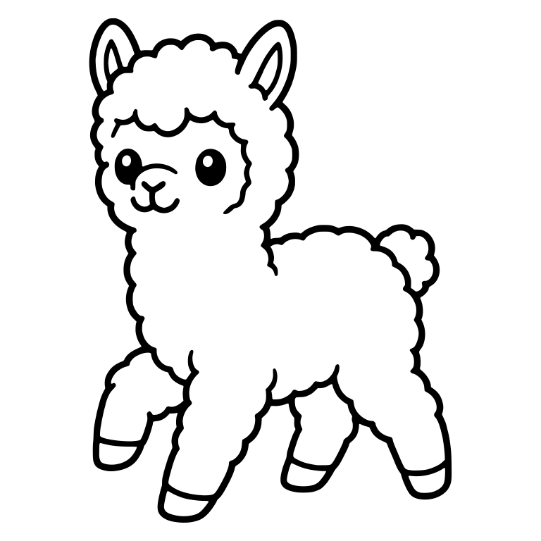 Trotting Llama Cria With Raised Foreleg and Fluffy Face — free animal SVG cut file