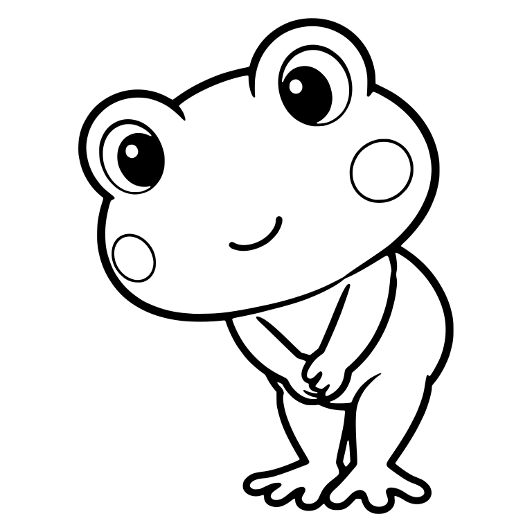 Shy Frog Leaning Forward With Big Eyes and Folded Hands — free animal SVG cut file