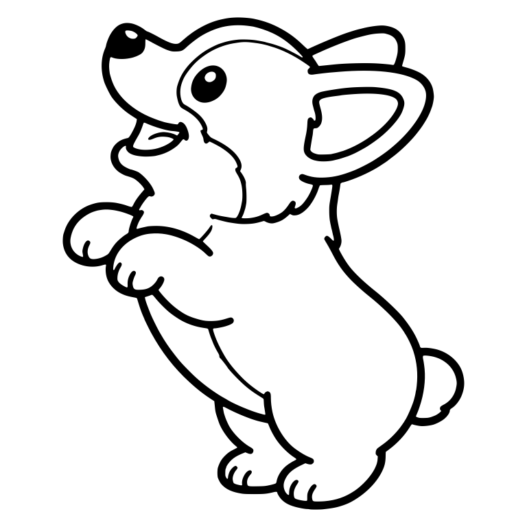 Corgi Puppy Standing on Hind Legs With Paws Raised — free animal SVG cut file