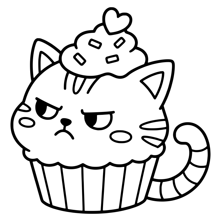 Cupcake Kitten with Heart Topper, Sprinkles and Striped Tail — free animal SVG cut file