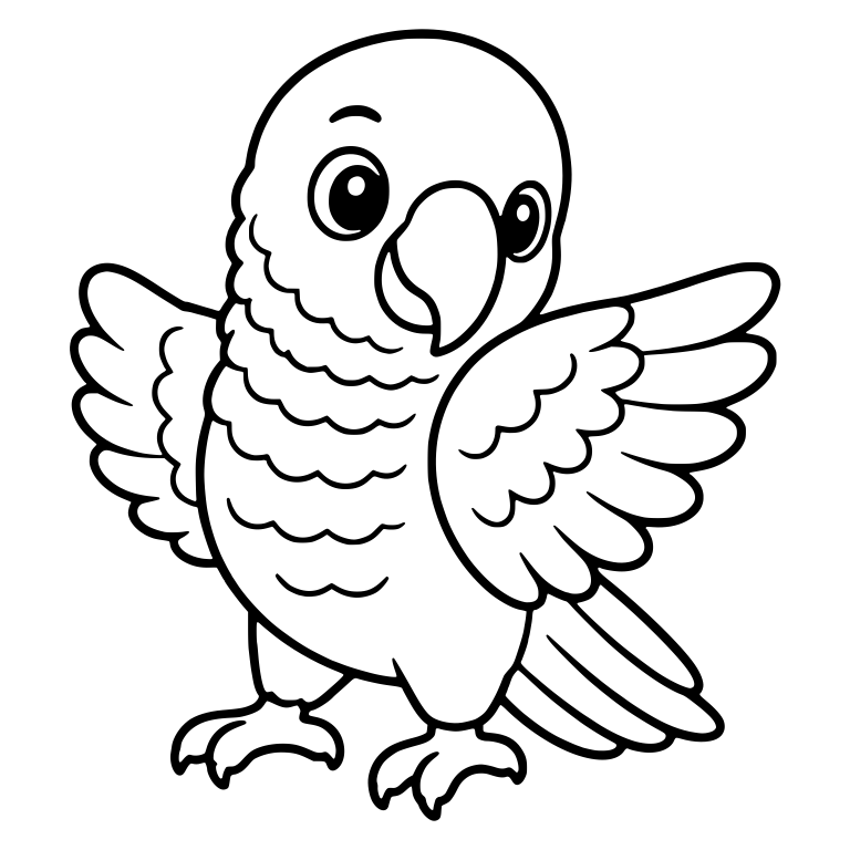 Parrot With Both Wings Spread Wide While Standing — free animal SVG cut file