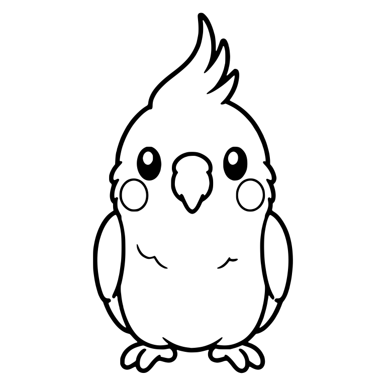 Front-Facing Cockatiel With Tall Crest — free animal SVG cut file