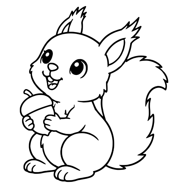 Squirrel Holding a Big Acorn and Smiling Upward — free animal SVG cut file