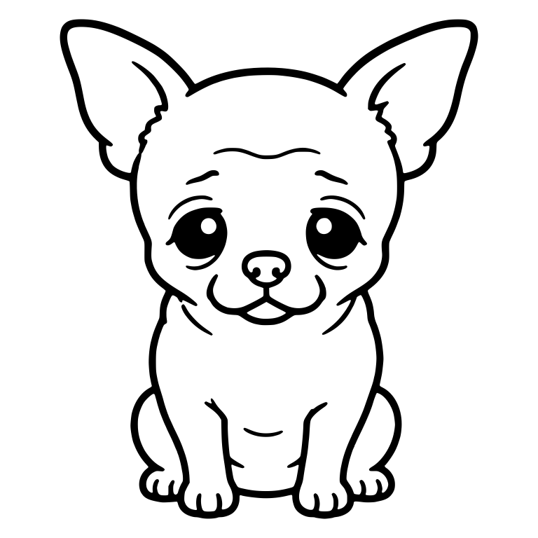 Senior Chihuahua Sitting With Droopy Eyes And Wrinkles — free animal SVG cut file