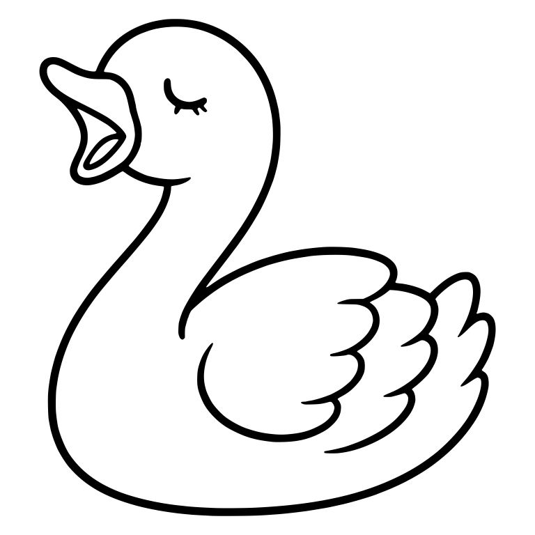 Sleepy Swan With Closed Eyes and Open Beak Yawning — free animal SVG cut file