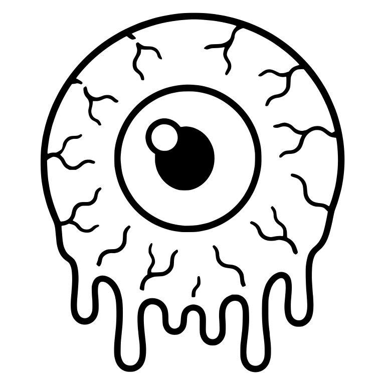 Dripping Bloodshot Eyeball With Three Bottom Drips — free symbol SVG cut file