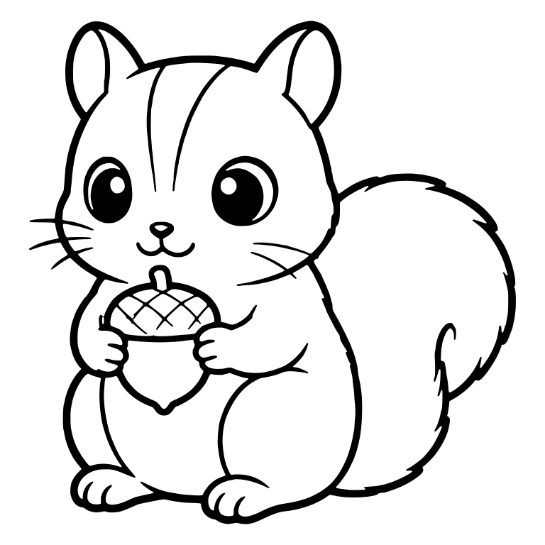 Chubby Squirrel With Head Stripes Holding an Acorn — free animal SVG cut file