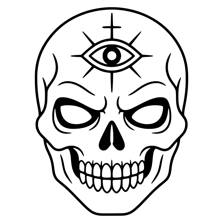 Skull With All-Seeing Eye And Cross — free skeleton SVG cut file