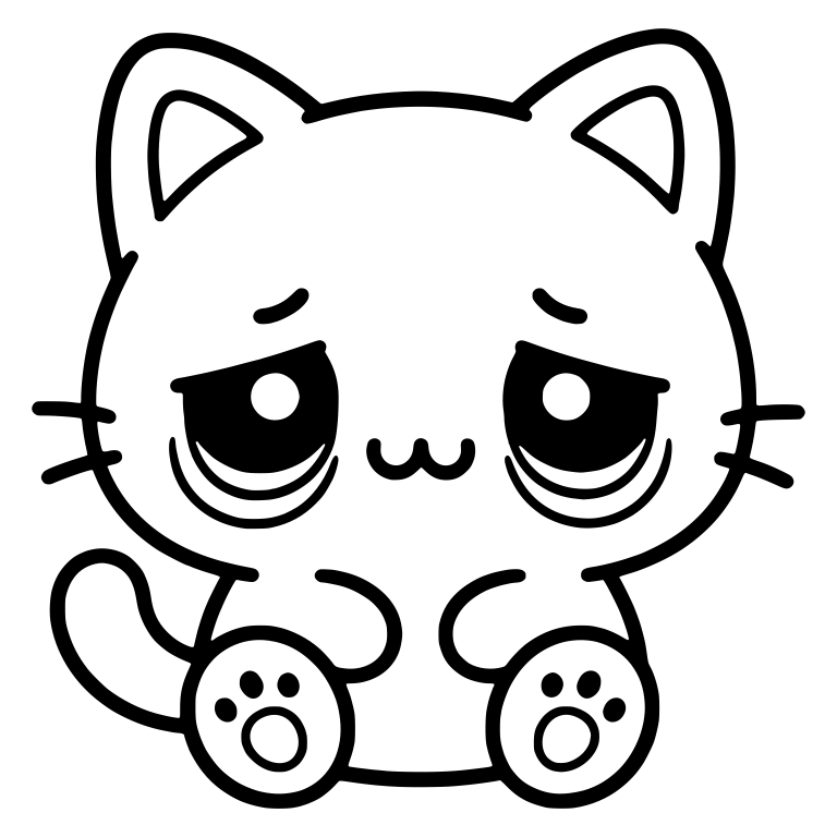 Sad Kitten With Paw Pad Feet And Heavy Eye Bags — free animal SVG cut file