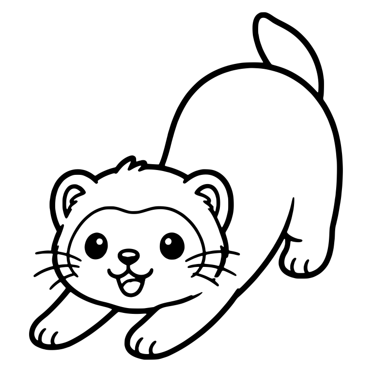 Playful Ferret in a Play Bow With Tail Raised — free animal SVG cut file