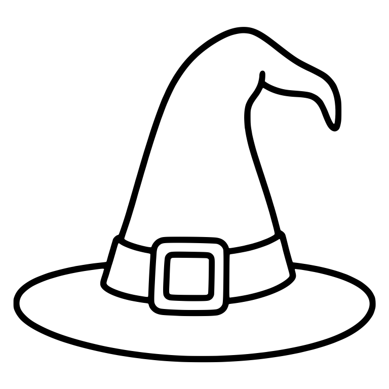 Tall Smooth Witch Hat with Hooked Tip and Square Buckle — free objects SVG cut file