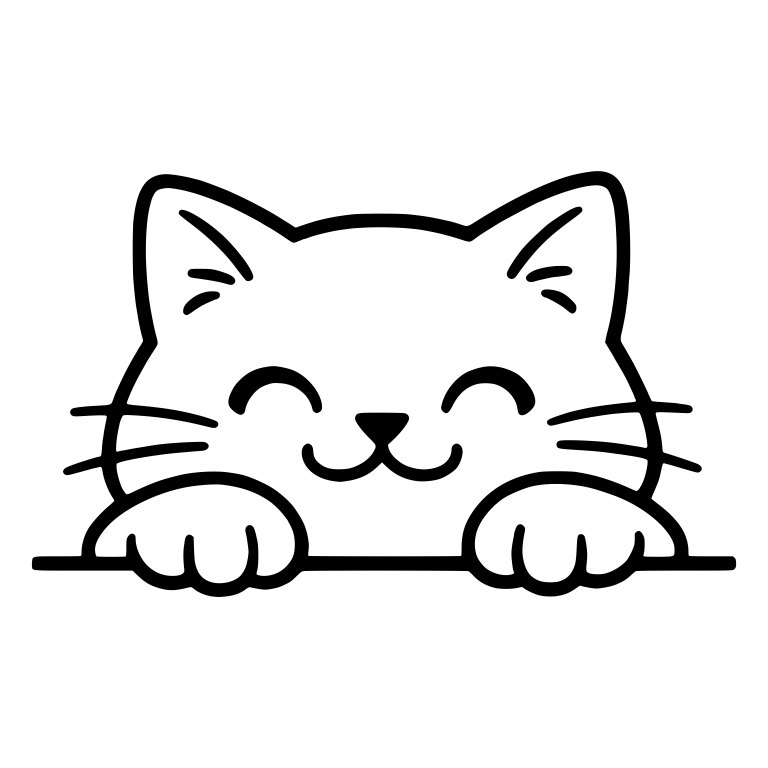 Happy Cat Peeking Over Ledge With Closed Eyes — free animal SVG cut file