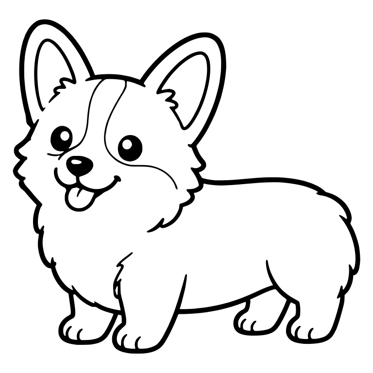 Pembroke Corgi Standing Side View With Tongue Out — free animal SVG cut file