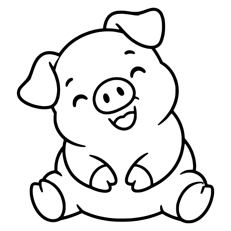 Giggling Piglet Sitting With Hooves On Belly — free animal SVG cut file