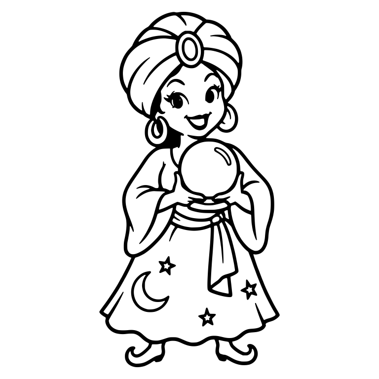 Fortune Teller in Turban Holding Crystal Ball — free characters SVG cut file