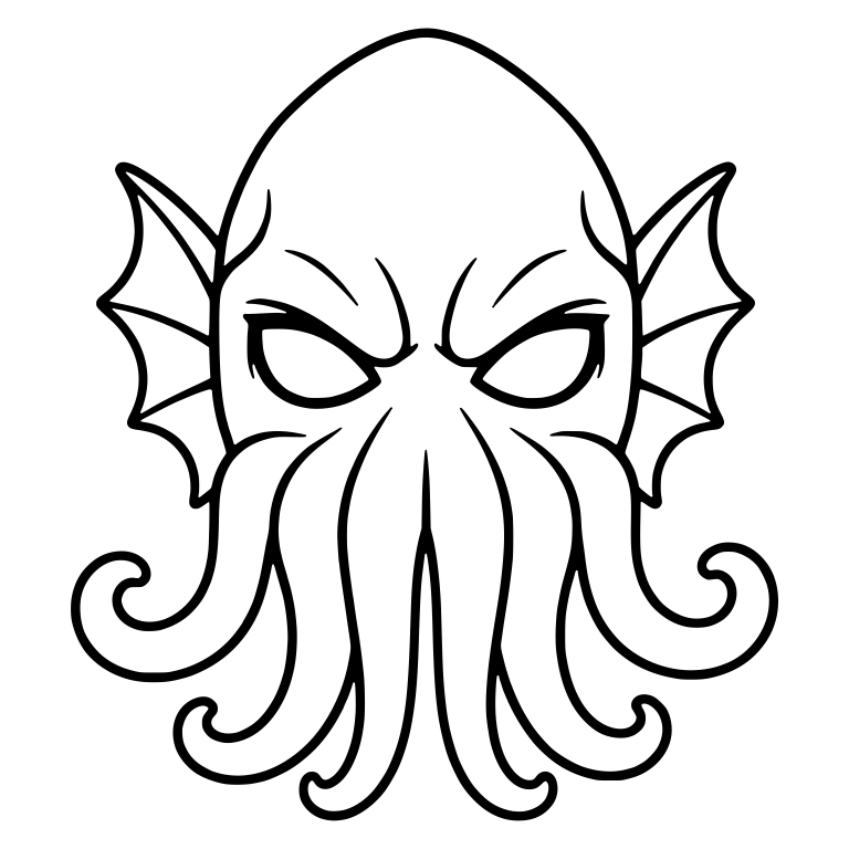Cthulhu Face With Large Ribbed Fins and Long Tentacles — free fantasy-creature SVG cut file