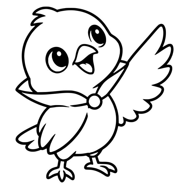 Wide-Eyed Chick Looking Up in Vampire Collar — free animal SVG cut file