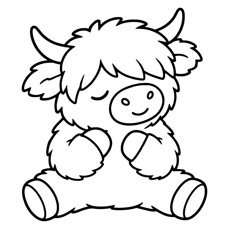 Sleepy Highland Cow Sitting With Hooves at Chest — free animal SVG cut file